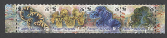 Lot 162 Pitcairn Islands SC#743 20c-$3 Multicolored 2012 Fluted Clam Issue, A VFOG Strip Of 4, Click on Listing to See ALL Pictures, 2017 Scott Cat. $11.5