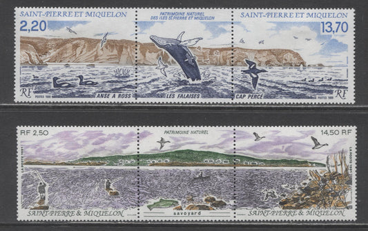 Lot 184 St Pierre & Miquelon SC#507a/573a 1988-1991 Nature Preserve & Natural Heritage Issues, 2 VFOG Gutter Pairs, Click on Listing to See ALL Pictures, 2017 Scott Cat. $17