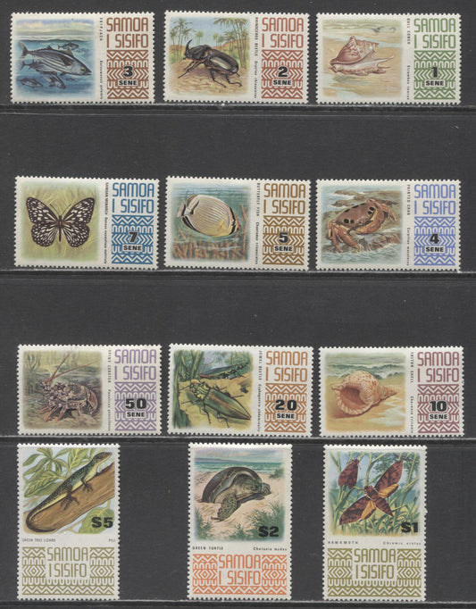 Lot 196 Samoa SC#369/378C 1972-1975 Marine Life Issue, 12 VFOG Singles, Click on Listing to See ALL Pictures, 2017 Scott Cat. $25.8