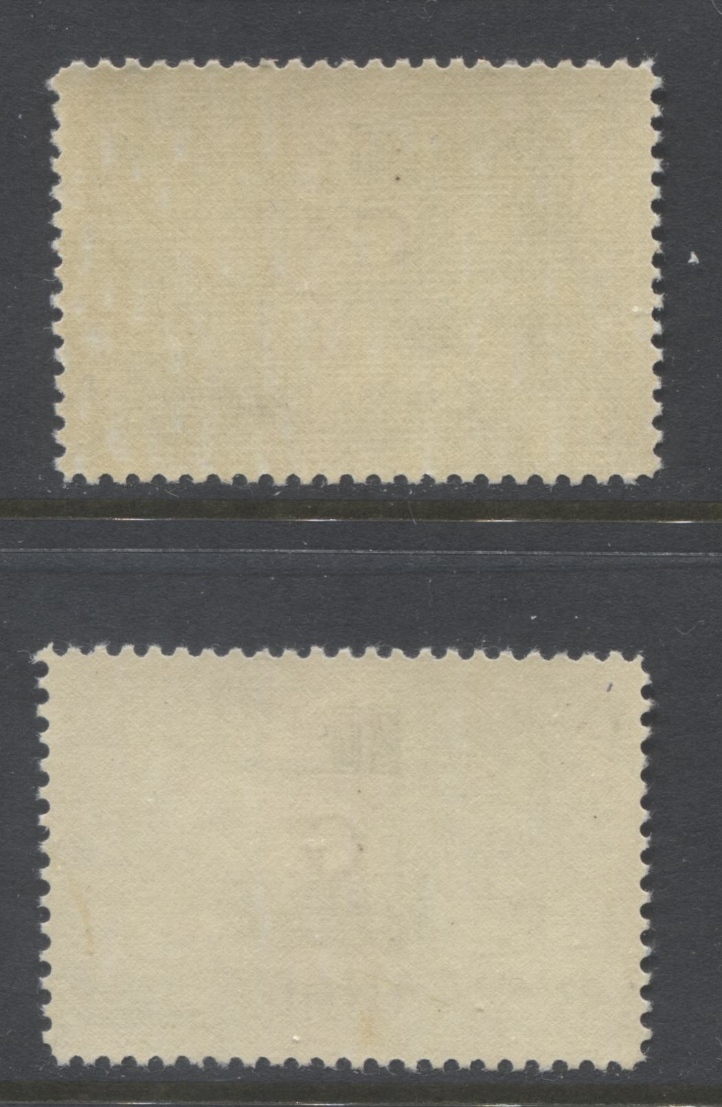Lot 210 Canada #O30 20c Slate Paper Mill, 1952-1956 Industry Definitives, 2 VFNH Singles, Showing Thick and Thin "G" Overprints, Horizontal Ribbed & Smooth Papers