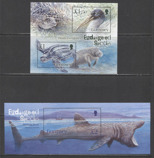 Lot 28 Guernsey SC#874/892 2005-2006 Endangered Species Issue, 2 VFNH Souvenir Sheets, Click on Listing to See ALL Pictures, 2017 Scott Cat. $15.75