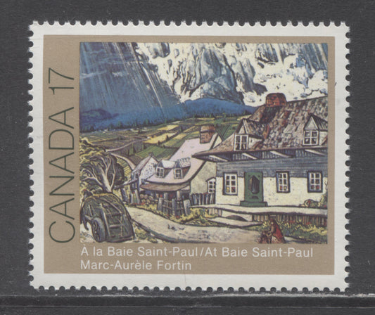 Lot 394 Canada #887var 17c Multicoloured At Baie St. Paul, 1981 Canadian Painters, A VFNH Single, Unlisted & Scarce LF3/MF7 Paper