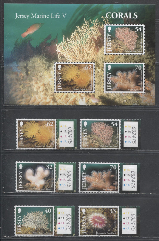 Lot 40 Jersey SC#1138-1143a 2004 Corals Issue, 7 VFOG/NH Singles & Souvenir Sheet, Click on Listing to See ALL Pictures, 2017 Scott Cat. $18.95