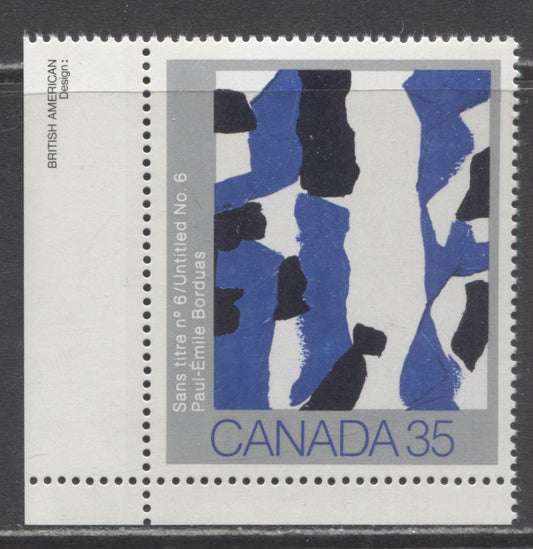 Lot 404 Canada #889var 35c Multicoloured Untitled No. 6, 1981 Canadian Painters, A VFNH Singles, Unlisted DF1/LF4-fl Paper, Most Are Solid F5 On Back, Only Example We Have Found