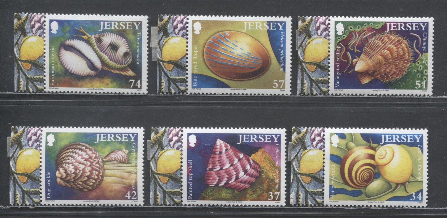 Lot 41 Jersey SC#1207-1213a 2006 Shells Issue, 8 VFOG/NH Singles & Souvenir Sheet, Click on Listing to See ALL Pictures, 2017 Scott Cat. $21.85