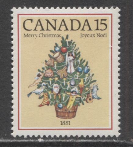 Lot 429 Canada #901i 15c Multicoloured Christmas Trees, 1981 Christmas Issue, A VFNH Single, Scarce LF3/F5 Paper