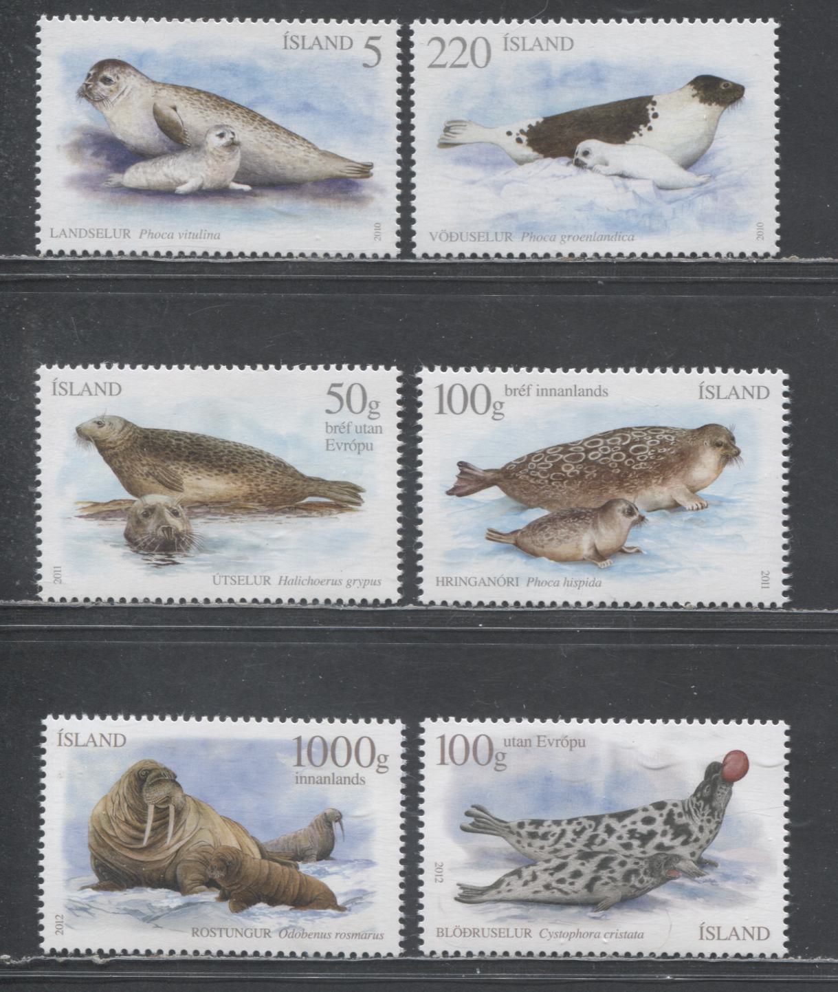 Lot 50 Iceland SC#1183/1281 2010-2012 Seals Issue, 2 VFNH Singles, Click on Listing to See ALL Pictures, 2017 Scott Cat. $23.75