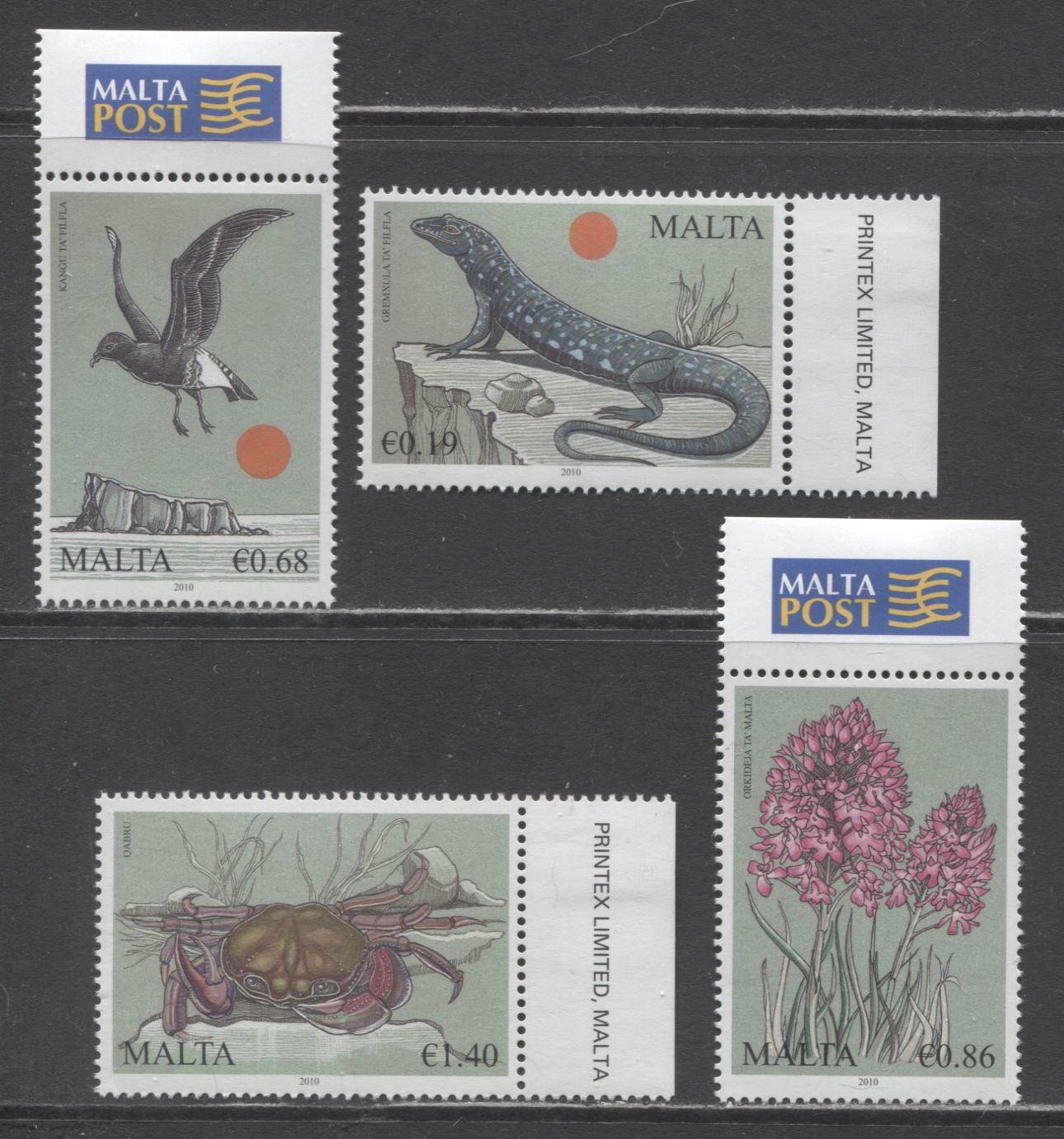 Lot 69 Malta SC#1414-1417 2010 International Year Of Biodiversity Issue, 4 VFNH Singles, Click on Listing to See ALL Pictures, 2017 Scott Cat. $10