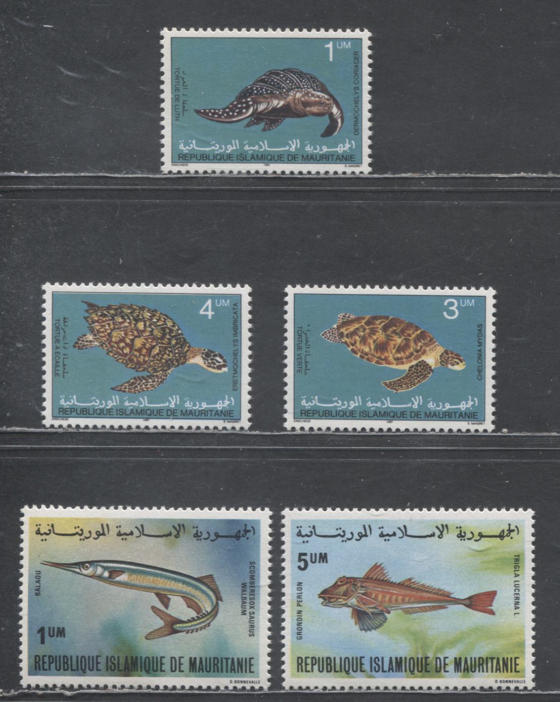 Lot 70 Mauritania SC#431A/511 1979-1981 Fish - Seaturtle Issues, 5 VFNH Singles, Click on Listing to See ALL Pictures, 2017 Scott Cat. $7.5