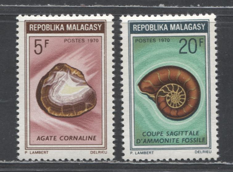 Lot 74 Malagasy Republic SC#440/444 1970-1971 Shells Issue, 2 VFOG Singles, Click on Listing to See ALL Pictures, 2017 Scott Cat. $21.75
