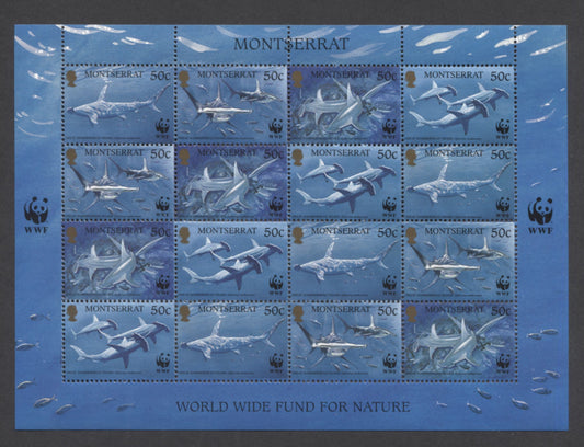 Lot 98 Montserrat SC#998 50c Multicolored 1999 WWF Nature Issue, A VFNH Sheet Of 16, Click on Listing to See ALL Pictures, 2017 Scott Cat. $16
