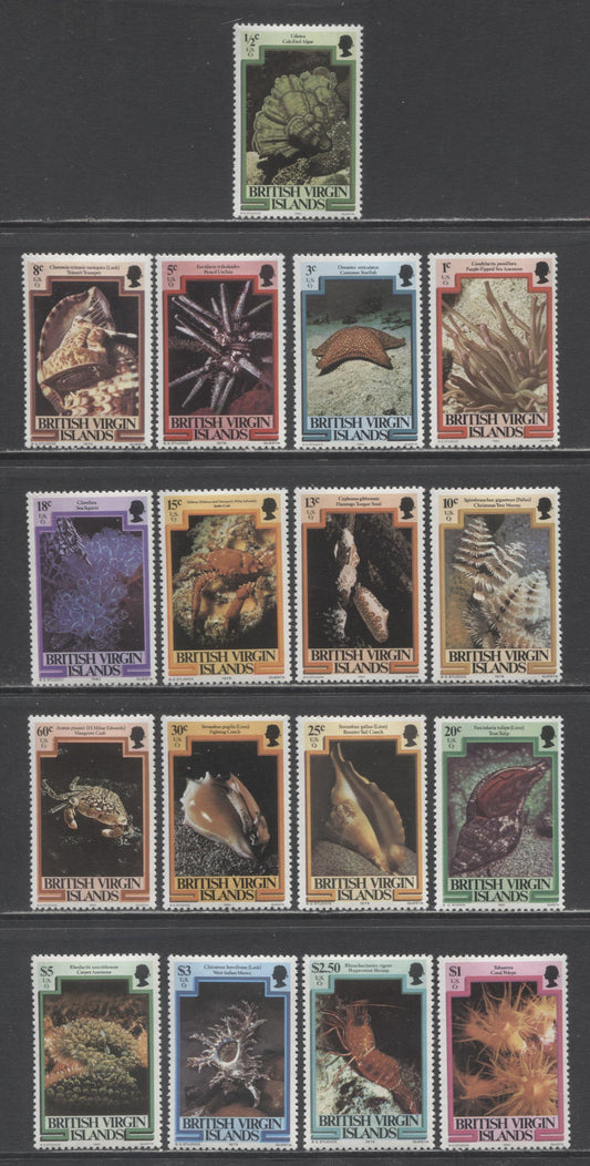 Lot 101 Virgin Islands SC#364-380 1980 Marine Life Issue, 17 VFOG Singles, Click on Listing to See ALL Pictures, 2017 Scott Cat. $31.55