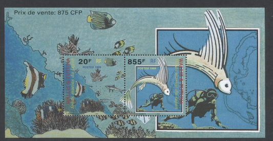 Lot 106 Wallis & Futuna Islands SC#518 20f & 855f Multicolored 1999 Lagoon Life Issue, A VFNH Souvenir Sheet, 2017 Scott Cat. $24