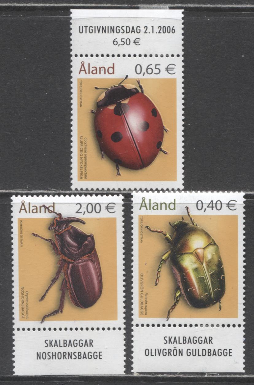 Lot 116 Aland Islands SC#242-244 2006 Beetles Issue, 3 VFOG Singles, Click on Listing to See ALL Pictures, 2017 Scott Cat. $8.1