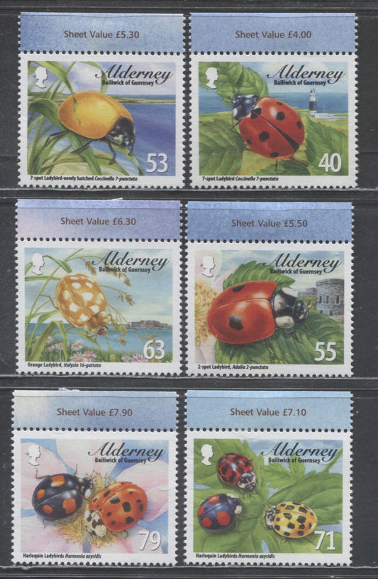 Lot 121 Alderney SC#484-489 2014 Ladybugs Issue, 6 VFOG Singles, Click on Listing to See ALL Pictures, 2017 Scott Cat. $12.15