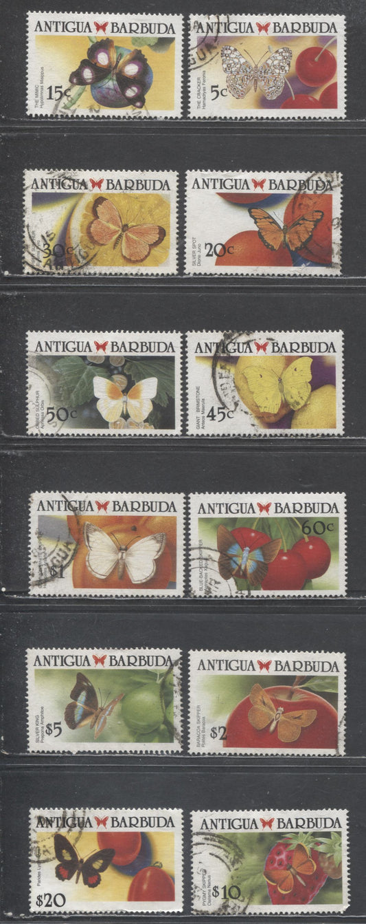 Lot 125 Antigua SC#1148/1162 1988-1990 Butterfly Issues, 11 Fine/Very Fine Used Singles, Click on Listing to See ALL Pictures, 2017 Scott Cat. $33.7