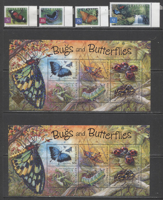 Lot 129 Australia SC#2192b/2238 2003-2004 Insects & Flora/Fauna Issues, 4 VFNH/OG Singles & Souvenir Sheet, Click on Listing to See ALL Pictures, 2017 Scott Cat. $15.6