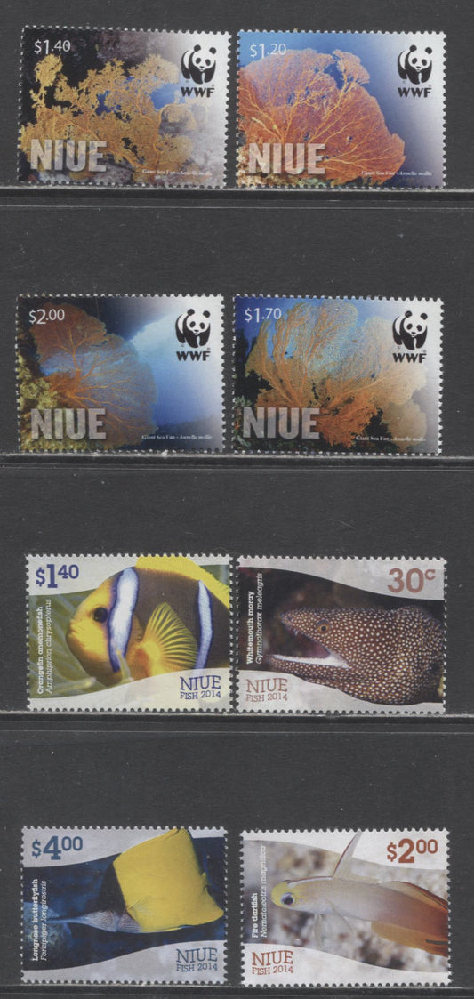 Lot 13 Niue SC#878/903 2012-2014 WWF & Fish Issues, 8 VFNH Singles, Click on Listing to See ALL Pictures, 2017 Scott Cat. $24