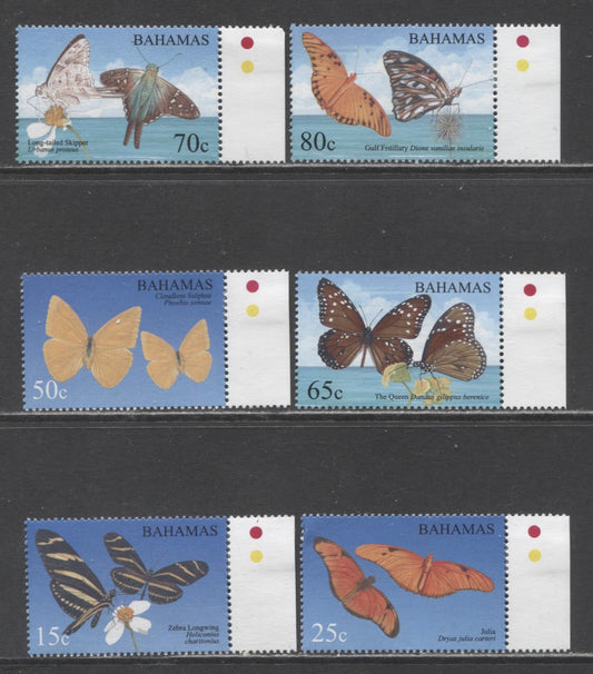 Lot 135 Bahamas SC#1235-1240 2008 Butterfly Issues, 6 VFOG Singles, Click on Listing to See ALL Pictures, 2017 Scott Cat. $7.5