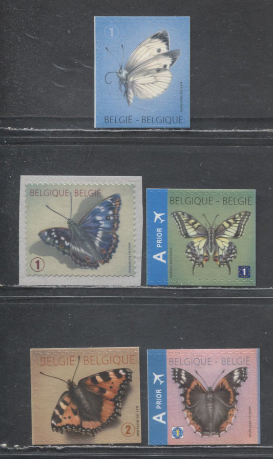 Lot 141 Belgium SC#2578/2627 2012-2013 Butterfly Issues, 5 VFNH Singles, Click on Listing to See ALL Pictures, 2017 Scott Cat. $12.6