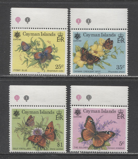 Lot 163 Cayman Islands SC#624-627 1990 Butterfly Issue, 4 VFOG Singles, Click on Listing to See ALL Pictures, 2017 Scott Cat. $16.85