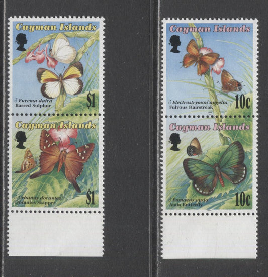Lot 164 Cayman Islands SC#686-687 1994 Butterfly Issue, 2 VFOG Pairs, Click on Listing to See ALL Pictures, 2017 Scott Cat. $15.75