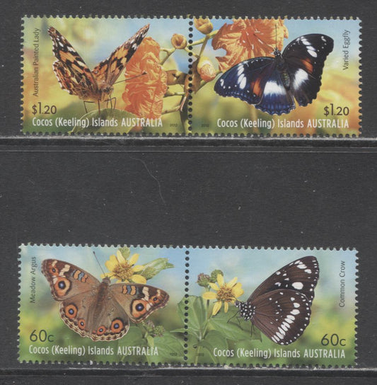 Lot 168 Cocos Island SC#365-366 2012 Butterfly Issue, A VFNH Pair, 2017 Scott Cat. $7.75