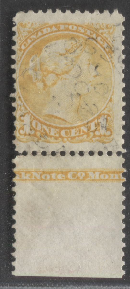 Lot 201 Canada #35i 1c Dull Yellow Queen Victoria, 1870-1897 Small Queen Issue, A VG Used Imprint Single, Montreal Printing, Horizontal Wove Paper