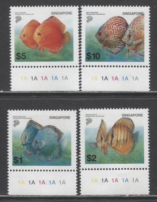 Lot 21 Singapore SC#1018-1021 2002 Fish Issue, 4 VFOG Singles, Click on Listing to See ALL Pictures, 2017 Scott Cat. $25.75