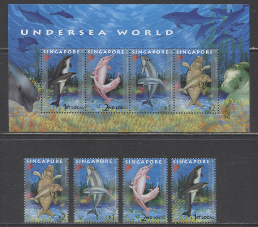 Lot 22 Singapore SC#1171-1175a 2006 Marine Mammals Issue, 5 VFNH Singles & Souvenir Sheet, Click on Listing to See ALL Pictures, 2017 Scott Cat. $11