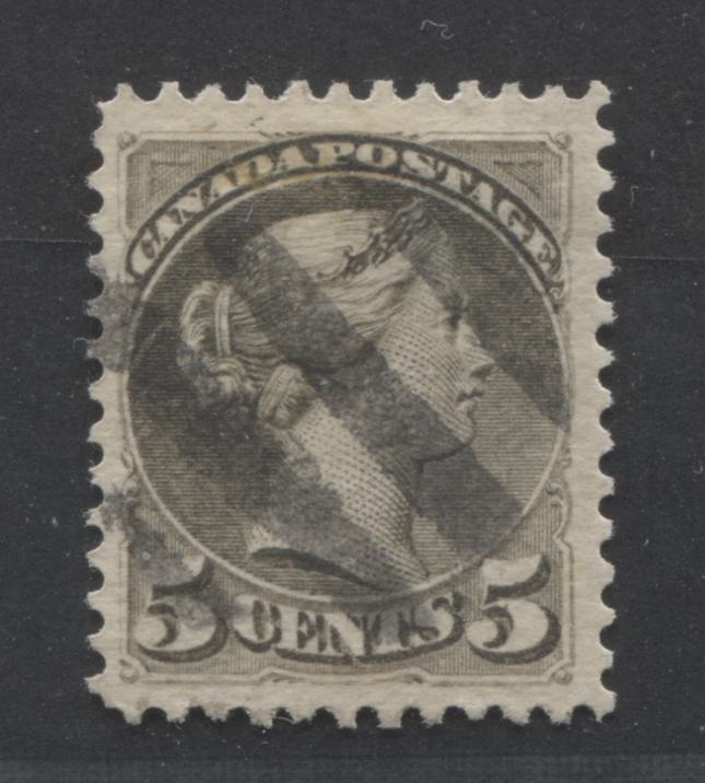 Lot 232 Canada #38 5c Slate Green Queen Victoria, 1870-1897 Small Queen Issue, A VF Used Single, With SON Large Barred Grid Cancel, Perfectly Centered, Montreal Printing, Perf. 12