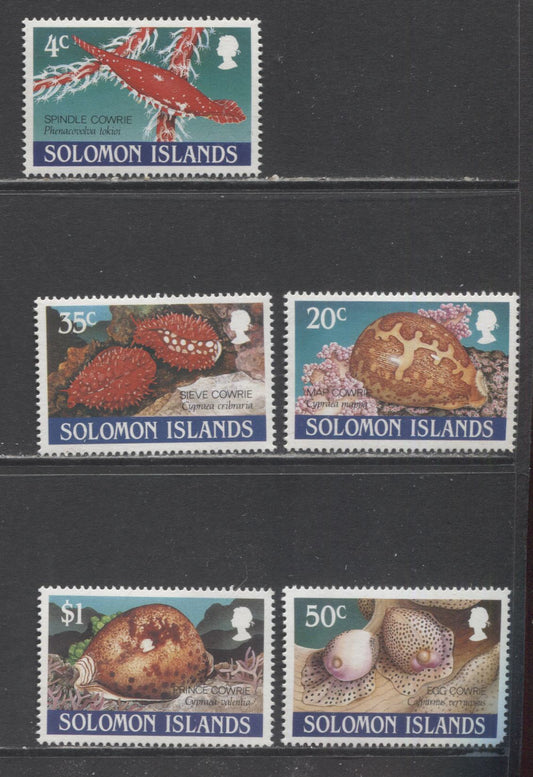 Lot 25 Solomon Islands SC#666-670 1990 Shells Issue, 5 VFOG Singles, Click on Listing to See ALL Pictures, 2017 Scott Cat. $10
