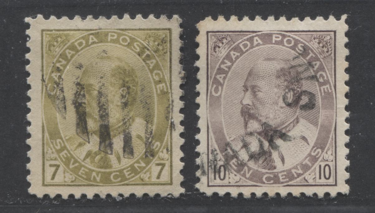 Lot 271 Canada #92, 93i 7c, 10c Olive Bistre & Dull Lilac King  Edward VII, 1903-1911 King Edward VII , 2 VF Used Singles