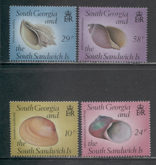 Lot 31 South Georgia SC#127-130 1988 Shells Issue, 4 VFOG Singles, Click on Listing to See ALL Pictures, 2017 Scott Cat. $7