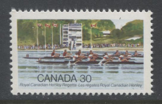 Lot 336 Canada #968ii 30c Multicoloured Rowing Competition, 1982 Henley Regatta Issue, A VFNH Single, Scarce F5/F5 Paper (Actually NF-fl Deep Blue With Sparse LF&MF Fibres)