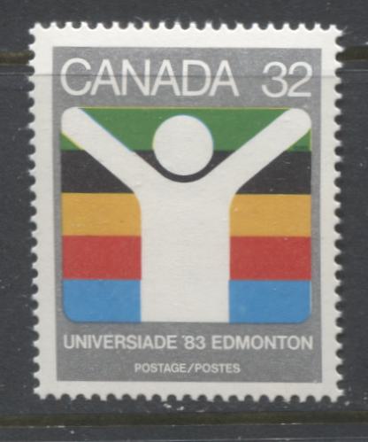 Lot 362 Canada #981var 32c Multicoloured Universiade Edmonton Symbol, 1983 World University Games Issue, A VFNH Single, Misregistration of Green & Blue, Revealing Yellow and White Underneath, DF1/DF1 Yellowish Paper