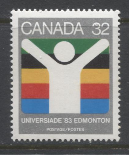 Lot 363 Canada #981var 32c Multicoloured Universiade Edmonton Symbol, 1983 World University Games Issue, A VFNH Single, Misregistration of Green & Blue, Revealing Yellow and White Underneath, DF1/LF4 Paper, Scarce As Most Are NF or DF