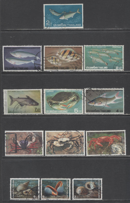 Lot 40 Thailand SC#465/1774 1967-1997 Fish, Shrimp/Lobster Exports, Crabs, Fisheries, Corals & Shell Issues, 13 Very Fine Used Singles, Click on Listing to See ALL Pictures, 2017 Scott Cat. $9.7