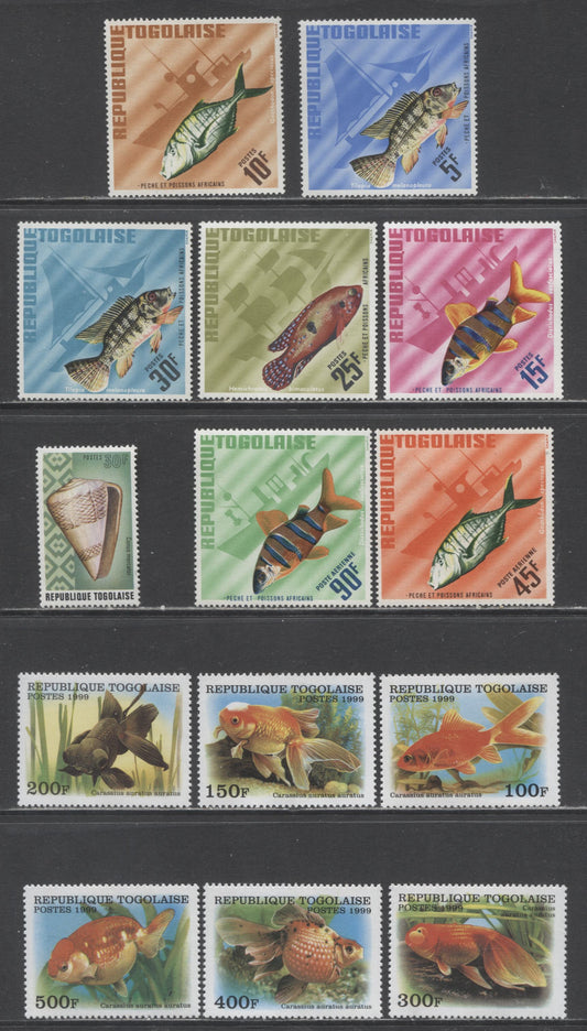 Lot 41 Togo SC#583/C62 1967-1999 Fish, Seashells & Goldfish Issues, 14 VFNH/OG Singles, Click on Listing to See ALL Pictures, 2017 Scott Cat. $11.05