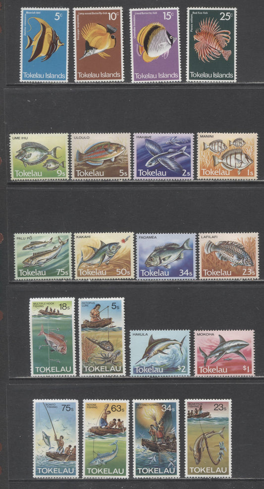 Lot 42 Tokelau SC#45/113 1975-1982 Fish, Local Fish & Fishing Methods Issues, 20 VFNH/OG Singles, Click on Listing to See ALL Pictures, 2017 Scott Cat. $16.75