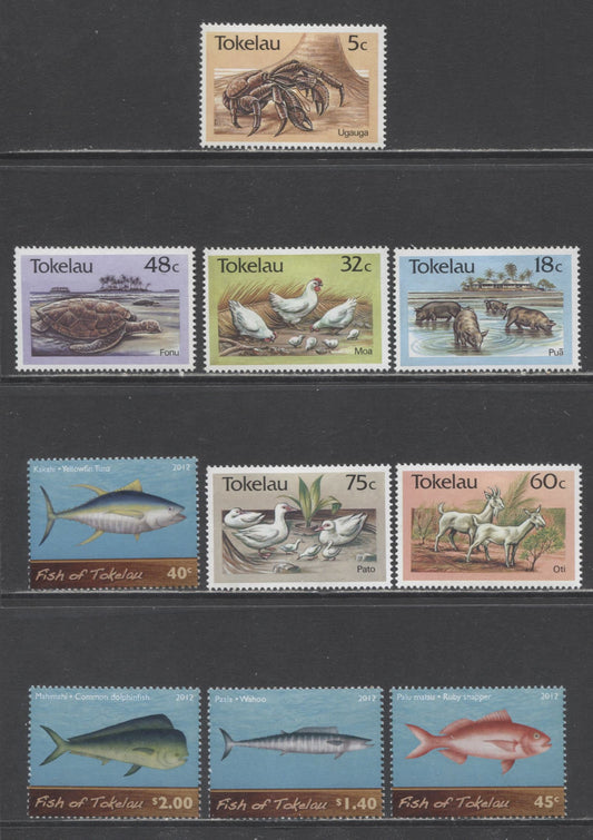 Lot 43 Tokelau SC#132/409 1986-2012 Fauna & Tuna Issues, 10 VFOG/NH Singles, Click on Listing to See ALL Pictures, 2017 Scott Cat. $10.65