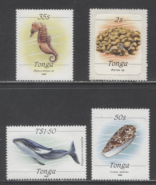 Lot 46 Tonga SC#564/706 1984-1989 Shells/Fish & Marine Life Issues, 4 VFOG/NH Singles, Click on Listing to See ALL Pictures, 2017 Scott Cat. $20.1