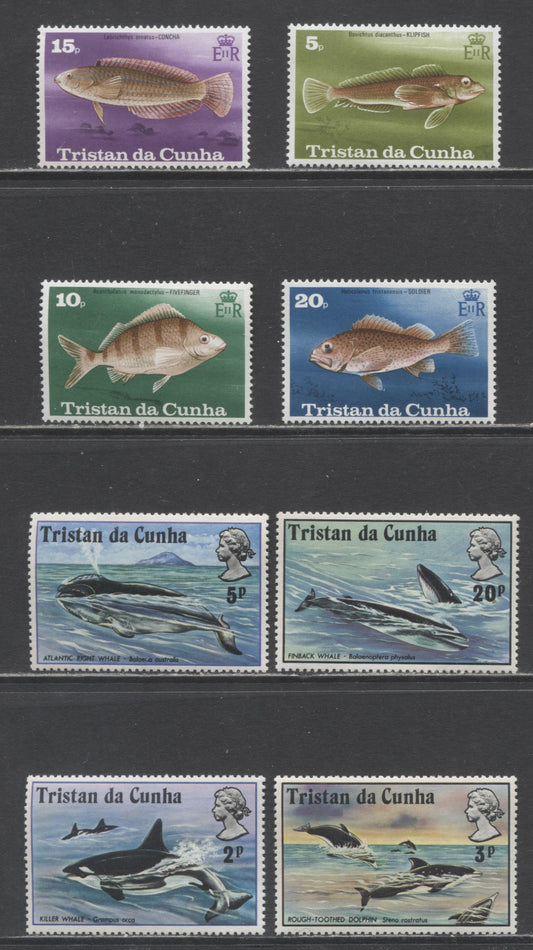Lot 50 Tristan da Cunha SC#202/246 1975-1978 Killer Whales & Fish Issues, 2 VFNH Singles, Click on Listing to See ALL Pictures, 2017 Scott Cat. $7.45