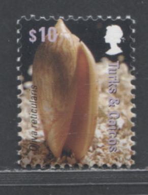 Lot 57 Turks & Caicos SC#1476 $10 Multicolored 2007 Shells Issue, A VFNH Single, Click on Listing to See ALL Pictures, 2017 Scott Cat. $24