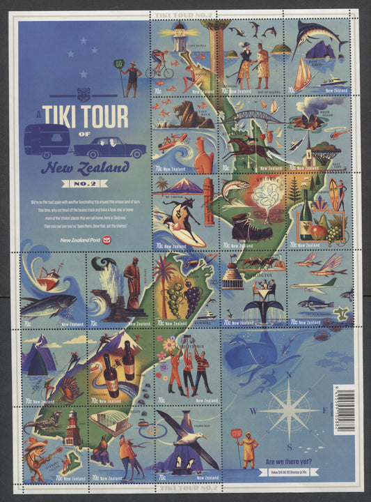 Lot 6 New Zealand SC#2415 70c Multicolored 2012 Tiki Tour Of New Zealand  2nd Issue, A VFNH Sheet Of 20, Click on Listing to See ALL Pictures, 2017 Scott Cat. $22