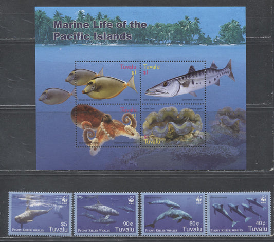 Lot 68 Tuvalu SC#965/1022d 2005-2006 Marine Life - WWF Issues, 5 VFNH Singles & Souvenir Sheet, Click on Listing to See ALL Pictures, 2017 Scott Cat. $19