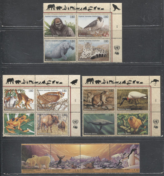Lot 79 United Nations - Geneva SC#231a/267a 1993-1995 Endangered Species & Envionment/Climate Issues, 4 VFNH/OG Blocks & Strip Of 4, Click on Listing to See ALL Pictures, 2017 Scott Cat. $22