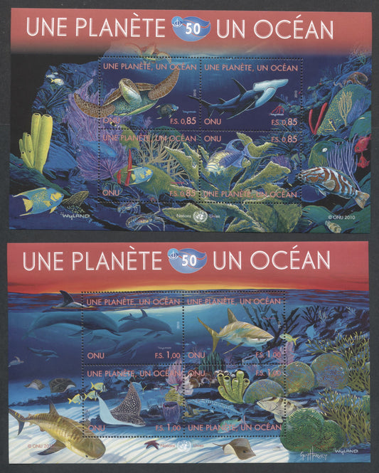Lot 83 United Nations - Vienna SC#519-520 2010 One Planet, One Ocean Issue, 2 VFNH Souvenir Sheets, Click on Listing to See ALL Pictures, 2017 Scott Cat. $18