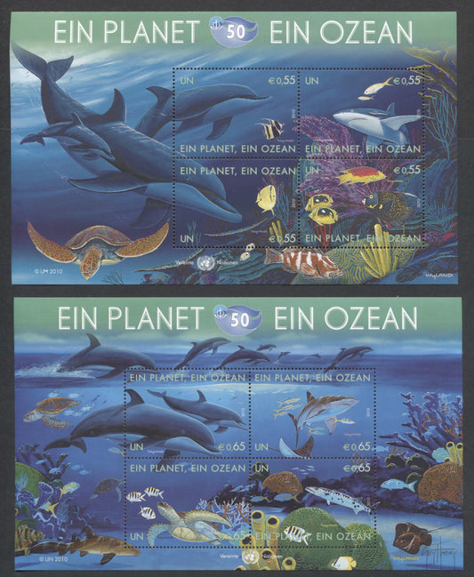 Lot 86 United Nations - Vienna SC#471-472 2010 One Planet, One Ocean Issue, 2 VFNH Souvenir Sheets, Click on Listing to See ALL Pictures, 2017 Scott Cat. $16.75
