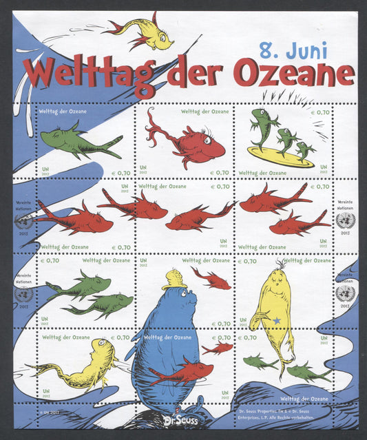 Lot 88 United Nations - Vienna SC#528 €0.70 Multicolored 2013 World Oceans Day Issue, A VFNH Sheet Of 12, Click on Listing to See ALL Pictures, 2017 Scott Cat. $24